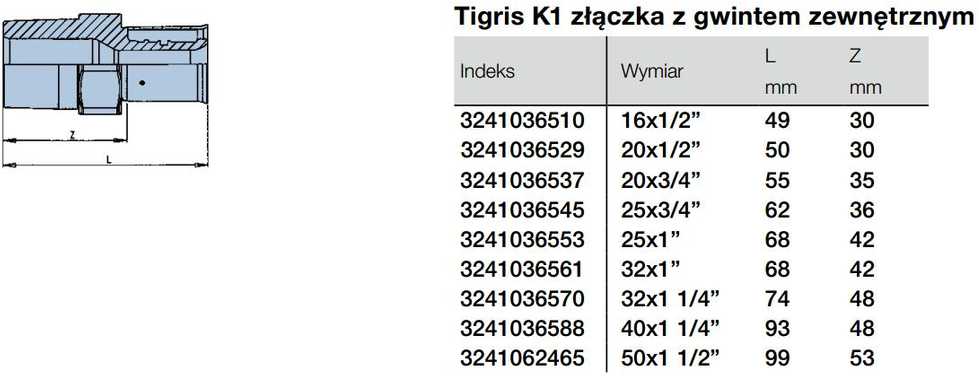 Wavin TIGRIS K1 suspaudimo jungtis 20mm 1/2'' PN10 PPSU 3241036529