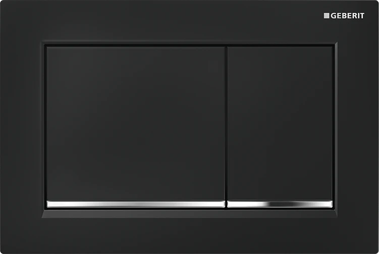 Geberit Omega 30 WC nuleidimo mygtukas, juodas su chromo juostele