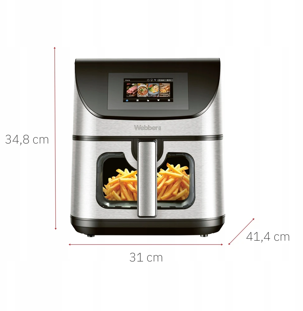 Gruzdintuvė Orkaitė be aliejaus Webber ORKAITĖ BE ALIEJAUS AIR FRYER 8L WIFI NEPRILIPANTI 10 P 2200W