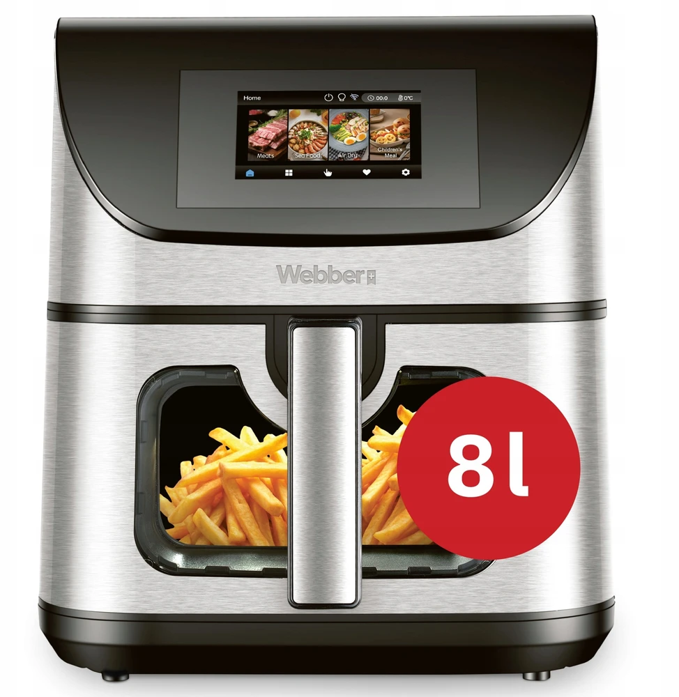 Gruzdintuvė Orkaitė be aliejaus Webber ORKAITĖ BE ALIEJAUS AIR FRYER 8L WIFI NEPRILIPANTI 10 P 2200W