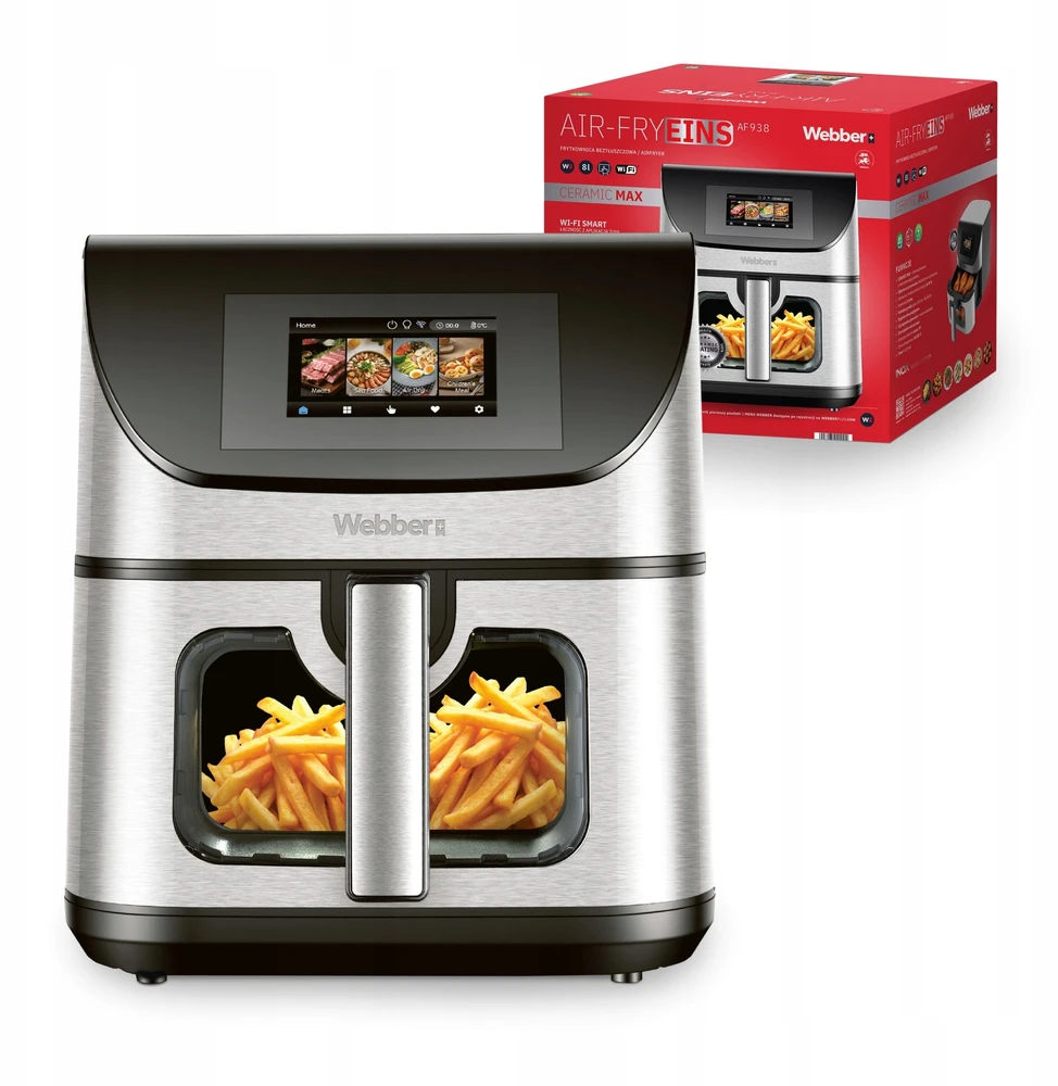 Gruzdintuvė Orkaitė be aliejaus Webber ORKAITĖ BE ALIEJAUS AIR FRYER 8L WIFI NEPRILIPANTI 10 P 2200W