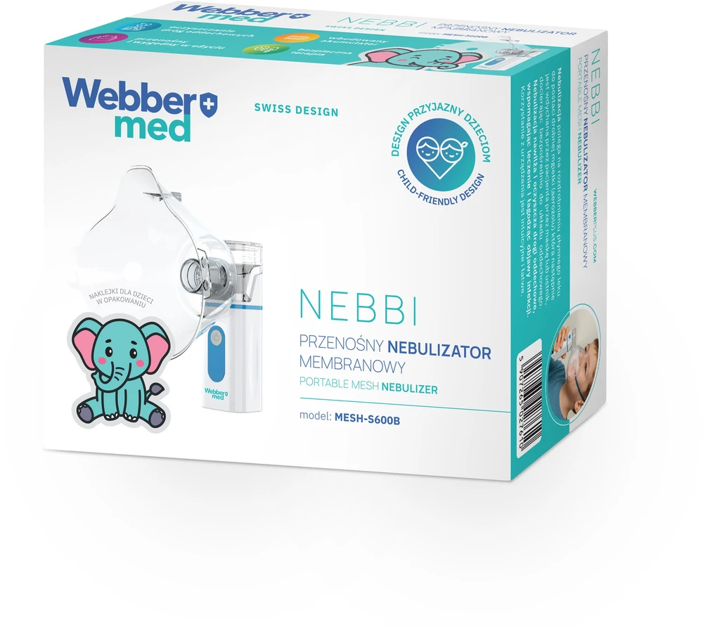„Webber INHALIATORIUS NEBULIZATORIUS Vaikams ir SUAUGUSIESIEMS – NEŠIOJAMAS su akumuliatoriumi, tylus“