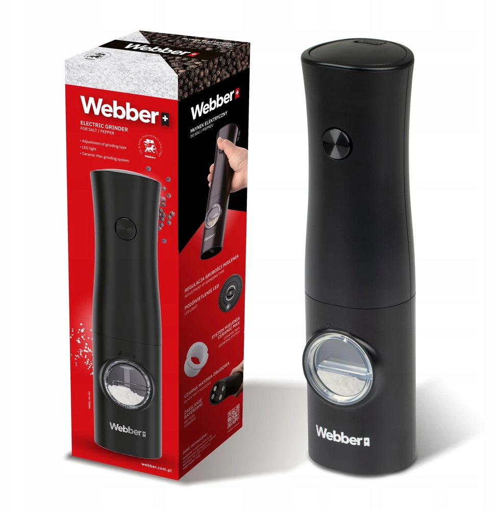 „Webber“ prieskonių malūnėlis, elektrinis pipirų ir druskos malūnėlis, akumuliatorinis druskos malūnėlis, 1 vnt.