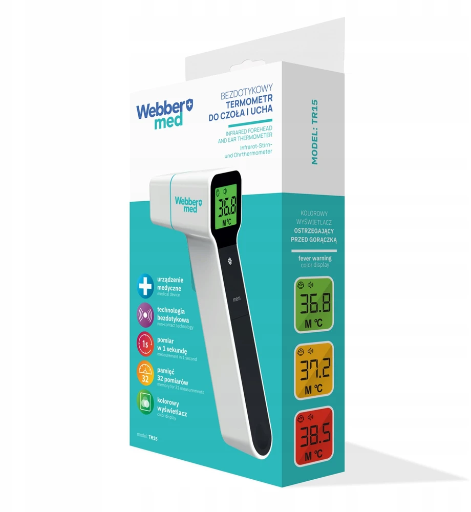Webber MEDICININIS BEKONTAKTIS INFRARAUDONŲJŲ TERMOMETRAS WEBBER TR15