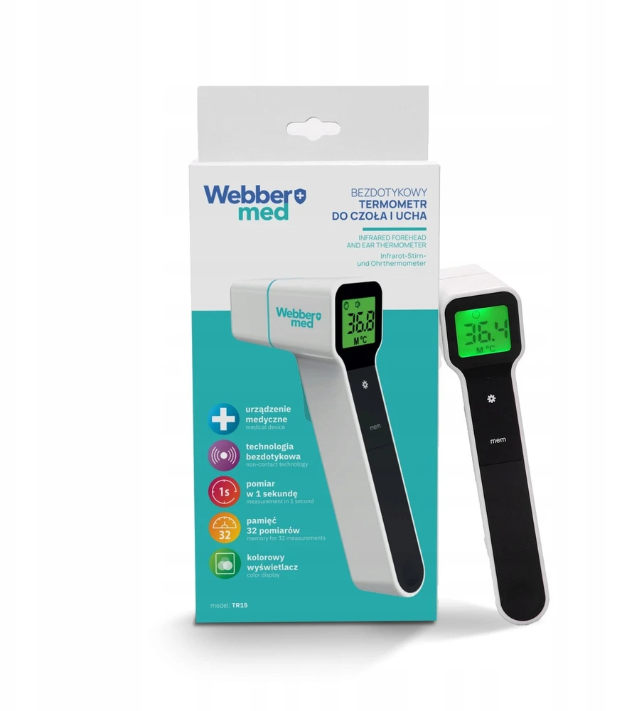 Webber MEDICININIS BEKONTAKTIS INFRARAUDONŲJŲ TERMOMETRAS WEBBER TR15