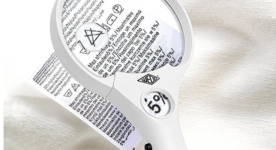 WEDO didinamasis stiklas, apvalus, šviečiantis LED, 90 mm, 2,5 karto, baltas/juodas