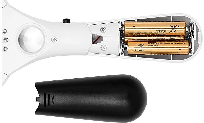 WEDO didinamasis stiklas, apvalus, šviečiantis LED, 90 mm, 2,5 karto, baltas/juodas