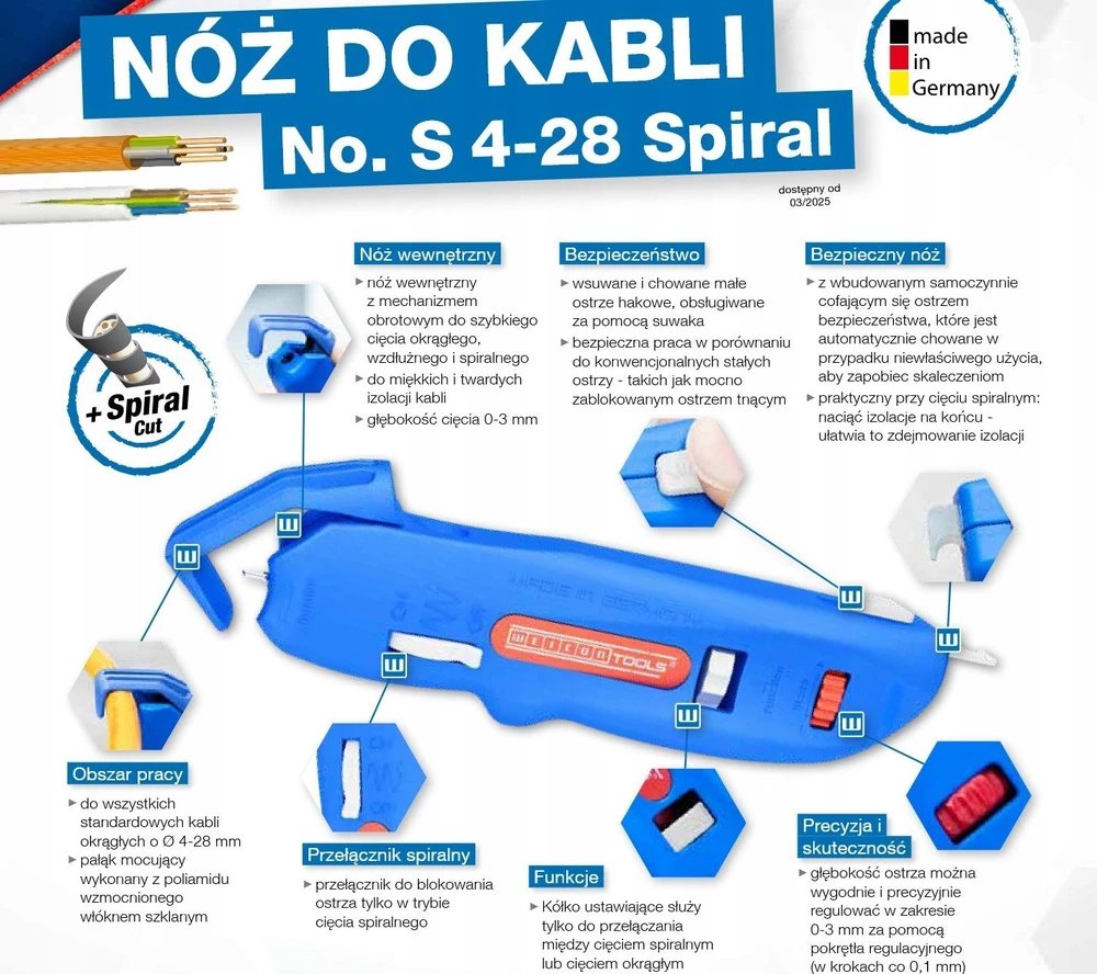 Kabelių nuėmiklis Weicon Nr. S 4-28 Spiralinis