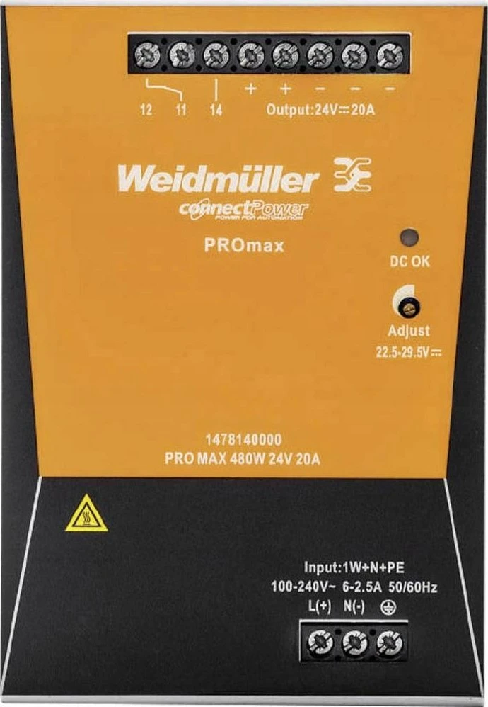 Weidmüller DC PRO MAX maitinimo šaltinis 480W 24V 20A 1478140000
