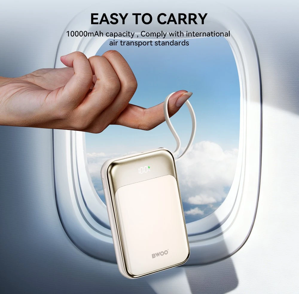 Išorinė baterija POWER BANK Bwoo (BO-P80) 10000mAh (1xUSB-C; 22.5W) su USB-C laidu auksinis