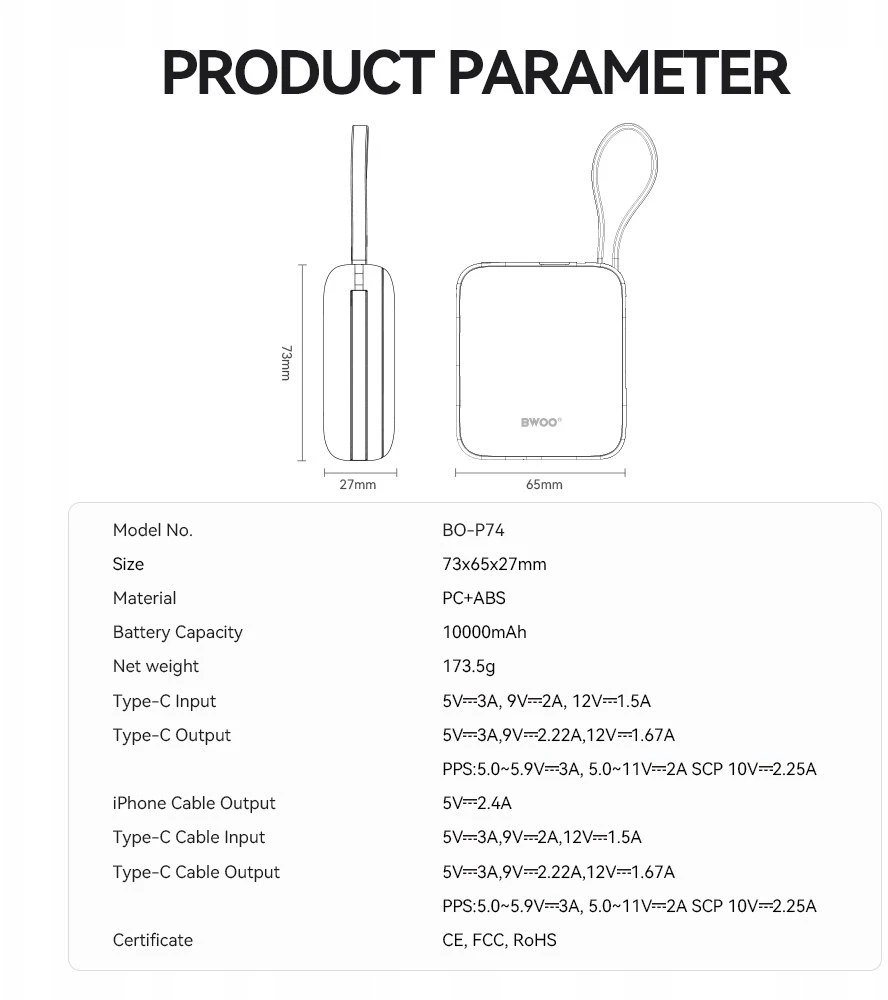 „Powerbank Wekome P74 10000 mAh Sidabrinis“