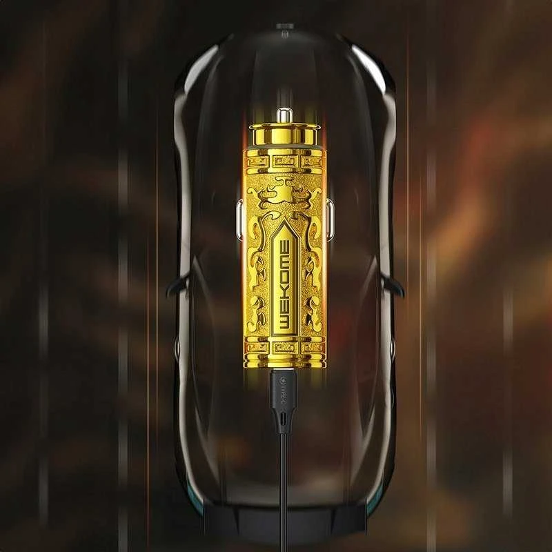 Dėklas WEKOME WP-C37 Sakin Series - USB-C ir USB-A greitasis įkrovimas PD 20W automobilinis įkroviklis auksinės spalvos