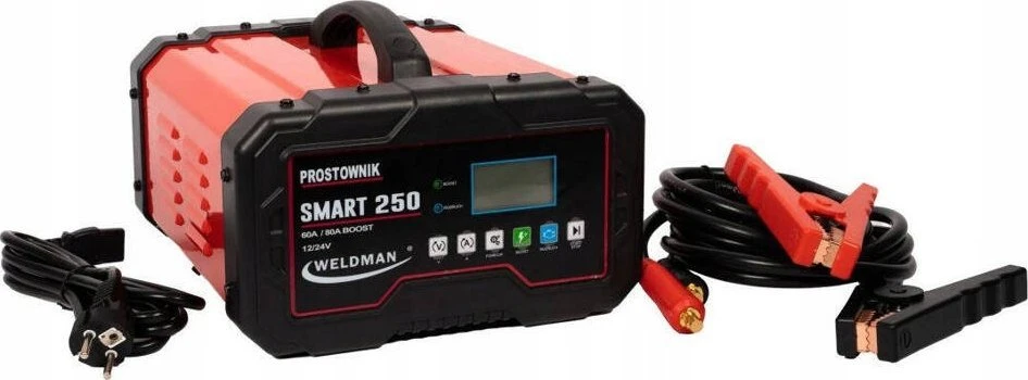 Weldman Smart 250 įkroviklis su laidais ir valdymo skydeliu