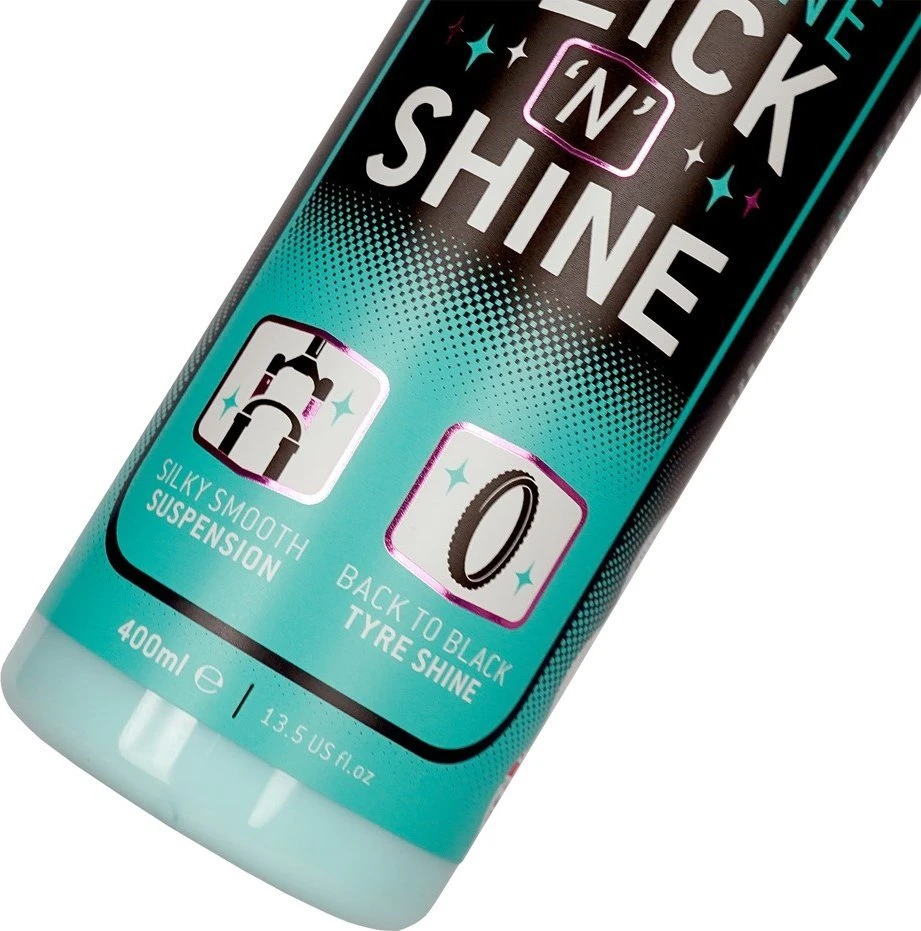 „Weldtite“ silikoninis apsauginis blizgusis valiklis „Slick 'N' Shine“, 400 ml, padangoms, šakių kojoms ir pakabos balnelių iškyšoms (NAUJIENA 2025 m.)