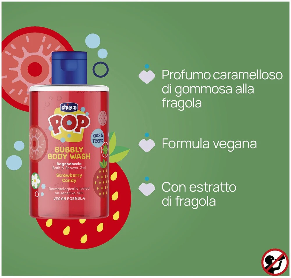 Weleda Chicco Pop dušo želė su braškių šerbeto kvapu 300 ml