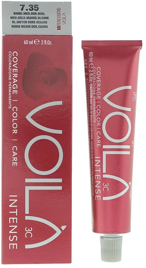 Intercosmo Voilà 3C Intense Permanent Hair Dye 7.35 Medium Golden Mahogany Skirtas šviesiems plaukams, 60 ml