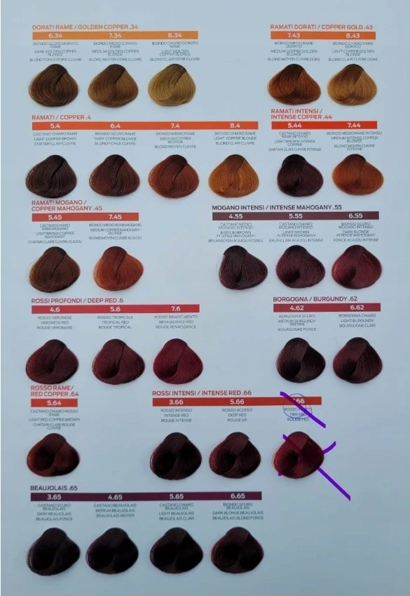 „Intercosmo Voila 3C Intense“ ilgalaikiai plaukų dažai, 5.35 Auksinė rausvai ruda, 60 ml
