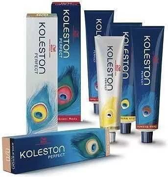 Wella Koleston plaukų dažų pakuotės ir tūbelės