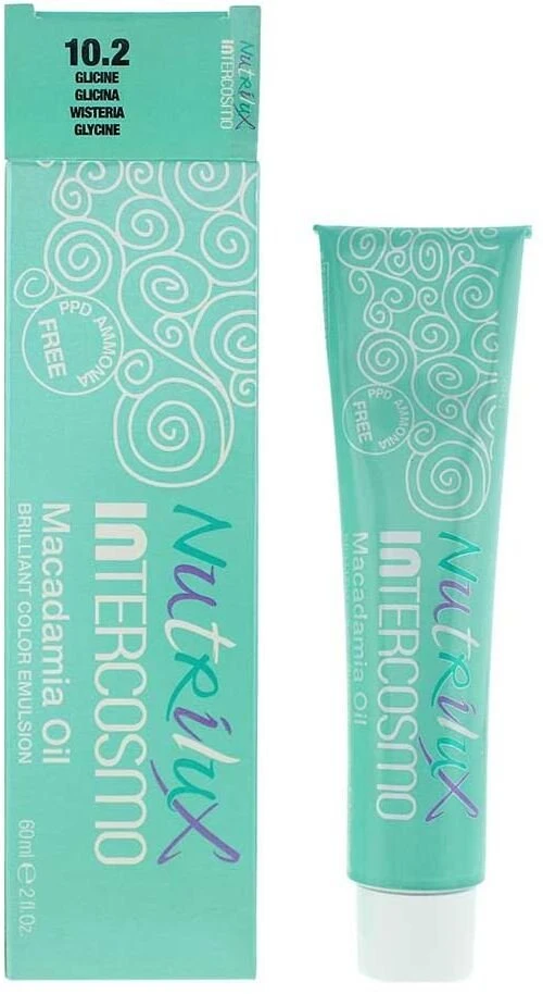 Intercosmo Nutrilux Macadamia Oil Permanent Hair Dye 10.2 Glicina, 60 ml