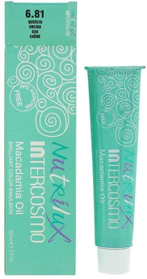 Intercosmo Nutrilux Macadamia Oil Permanent Hair Dye 6.81 Oak, 60 ml