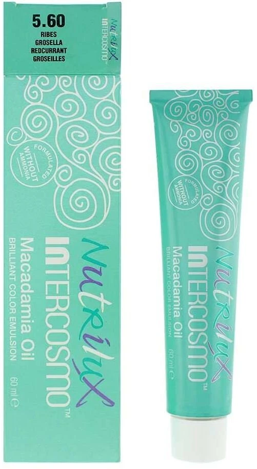 Intercosmo Nutrilux Macadamia Oil Permanent Hair Dye 5.60 Grosella, 60 ml