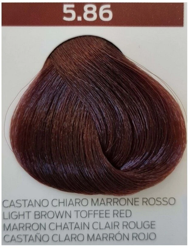 Intercosmo Voila 3C Intense Permanent Hair Dye 5.86 šviesiai rudas Toffee Raudona, 60 ml