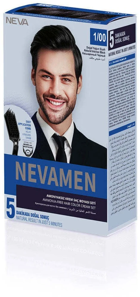 Neva Nevamen Semi-Permanent Hair Dye 1/00 Natural Intense Juodas, 150 ml