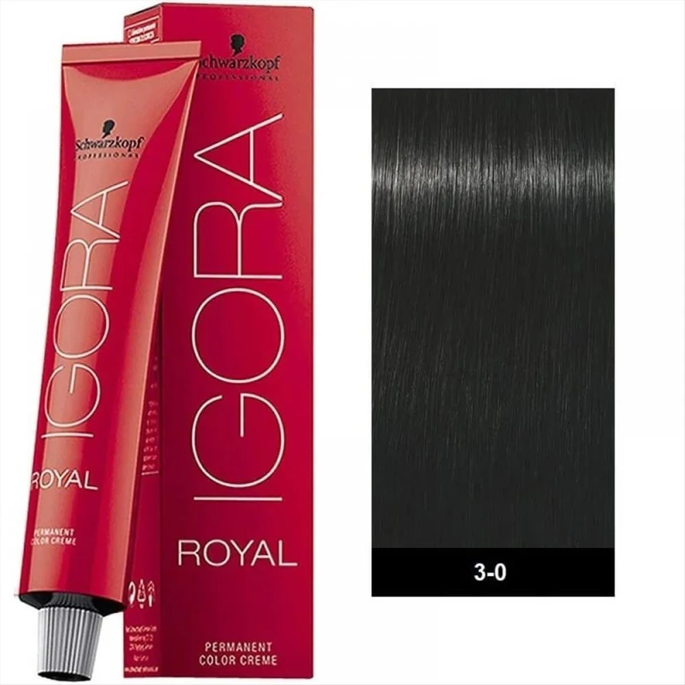 Wella Professionals Schwarzkopf Professional, Igora Royal, Permanent Hair Dye, 3-0 Dark Brown Natural, 60 ml For Women