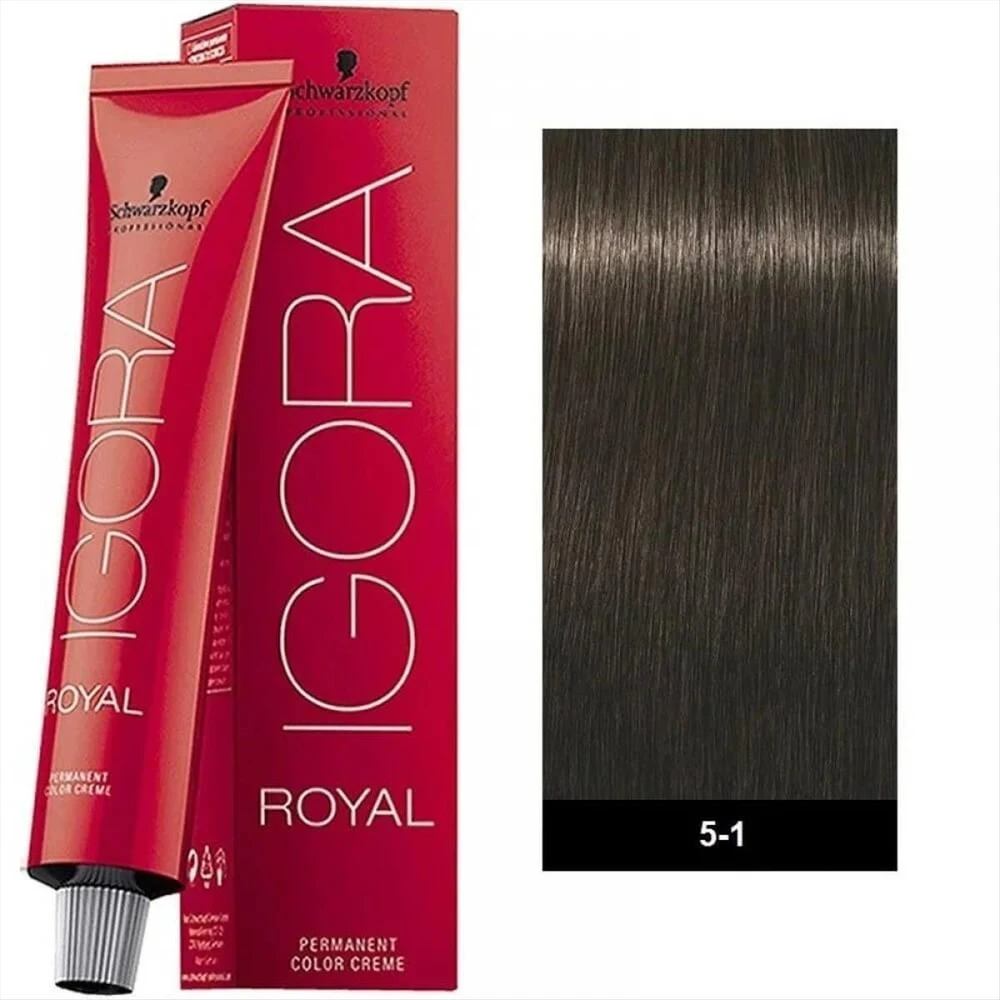 Wella Professionals Schwarzkopf Professional, Igora Royal, Permanent Hair Dye, 5-1 Popielaty šviesiai rudas, 60 ml For Women