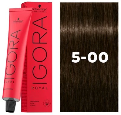 Wella Professionals Schwarzkopf Professional, Igora Royal, Permanent Hair Dye, 5-00 šviesiai rudas Natural Extra, 60 ml For Women
