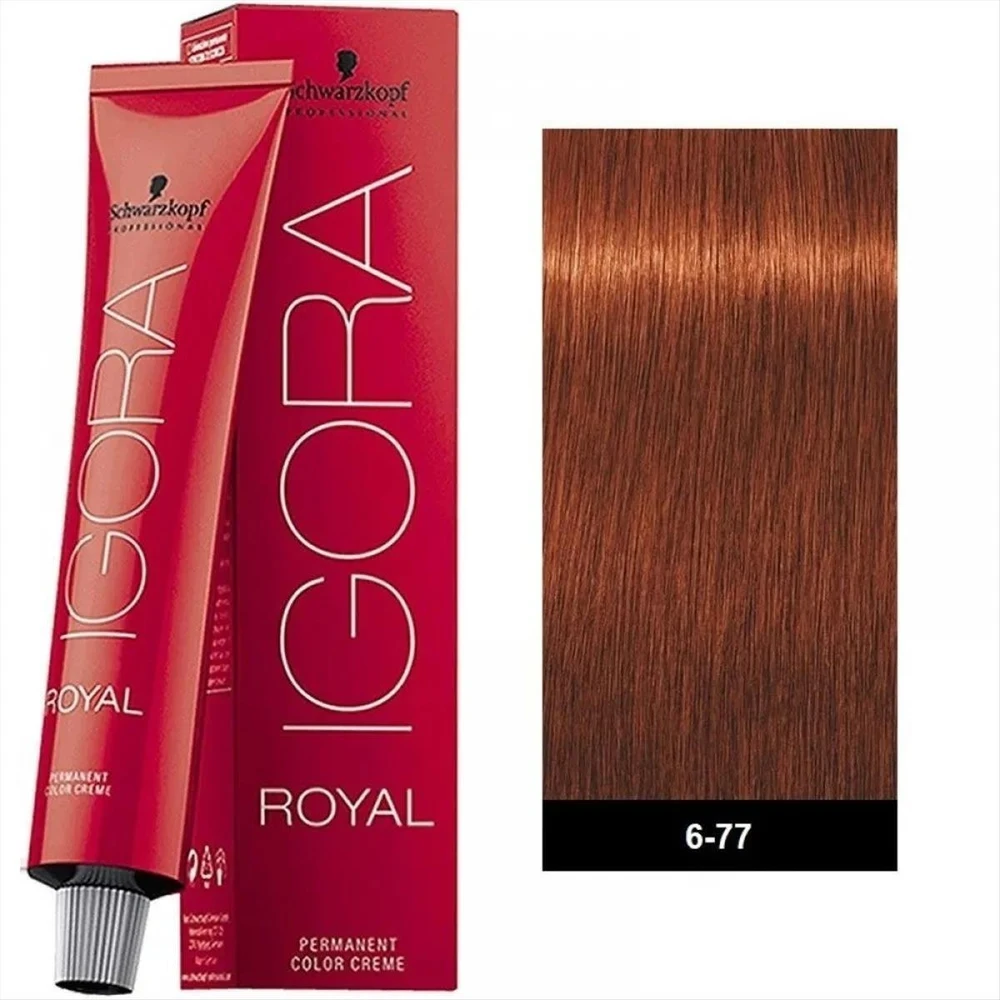Wella Professionals Schwarzkopf Profesionalūs, Igora Royal, Nuolatiniai plaukų dažai, 6-77 Tamsus Varis skirta šviesiems plaukams, 60 ml Moterims