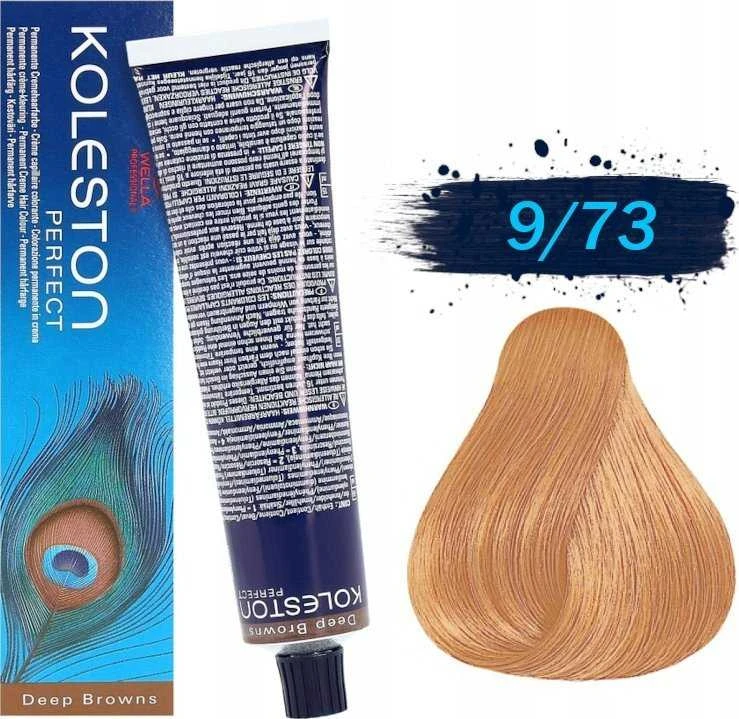 Wella Koleston Perfect 9/73 dažų tūbelė su spalvos pavyzdžiu