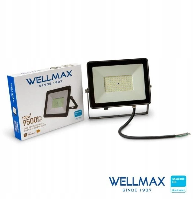 Wellmax Prožektorius LED 100W 95lm/W 9500lm IP65 Neutrali 4000K SAMSUNG / GOL1FLN100