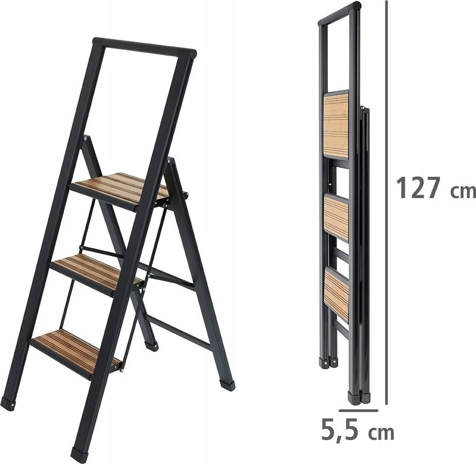 Folding ladder juodas, 3 degrees, WENKO
