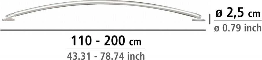 Teleskopinė dušo užuolaidų lazda, Ø 2,5 cm, 110-200 cm, WENKO