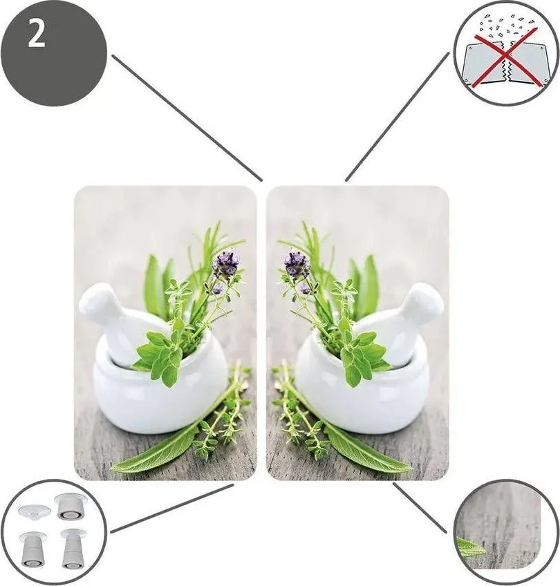Stiklinės lėkštės HERB GARDEN viryklei - 2 vnt, WENKO