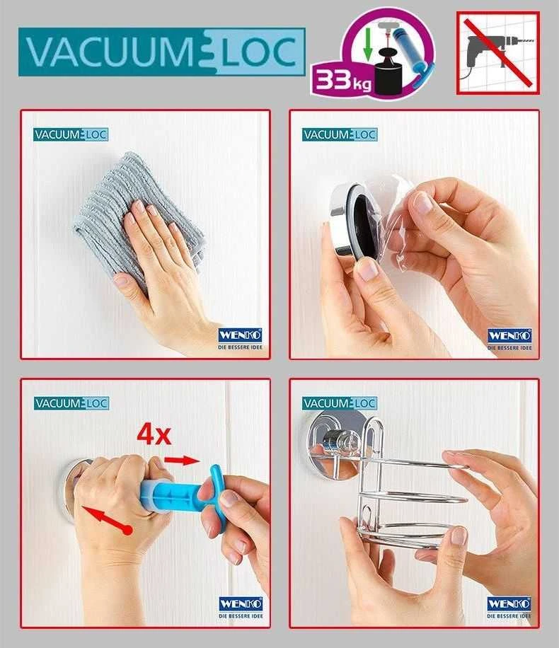Kampinė lentyna vonios kambariui BARI, Vacuum-Loc - chromuotas plienas, WENKO