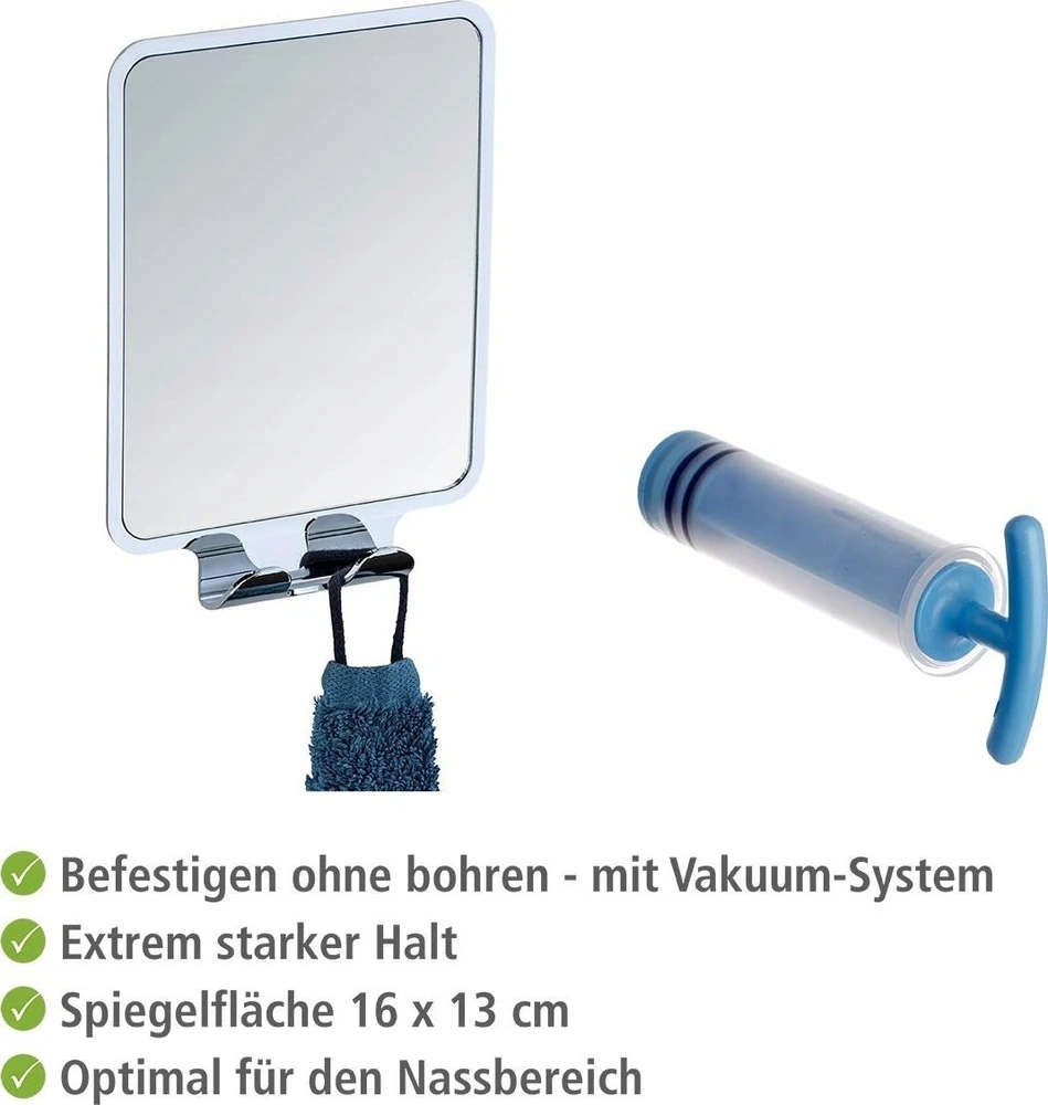 Wenko kosmetinis veidrodis QUADRO kosmetinis veidrodis, Vacuum-Loc, nerasojantis WENKO