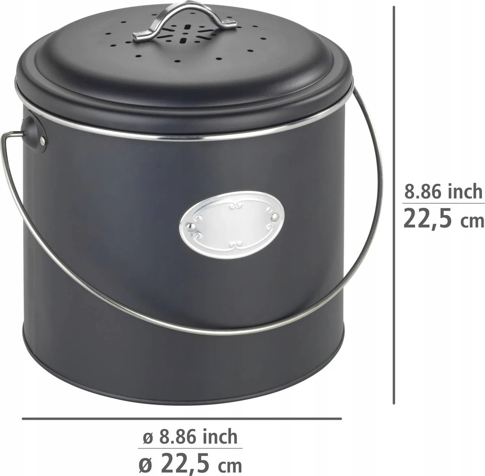 Komposto krepšelis, 3 keičiami kvapus neutralizuojantys filtrai, 6 l, Nero, WENKO