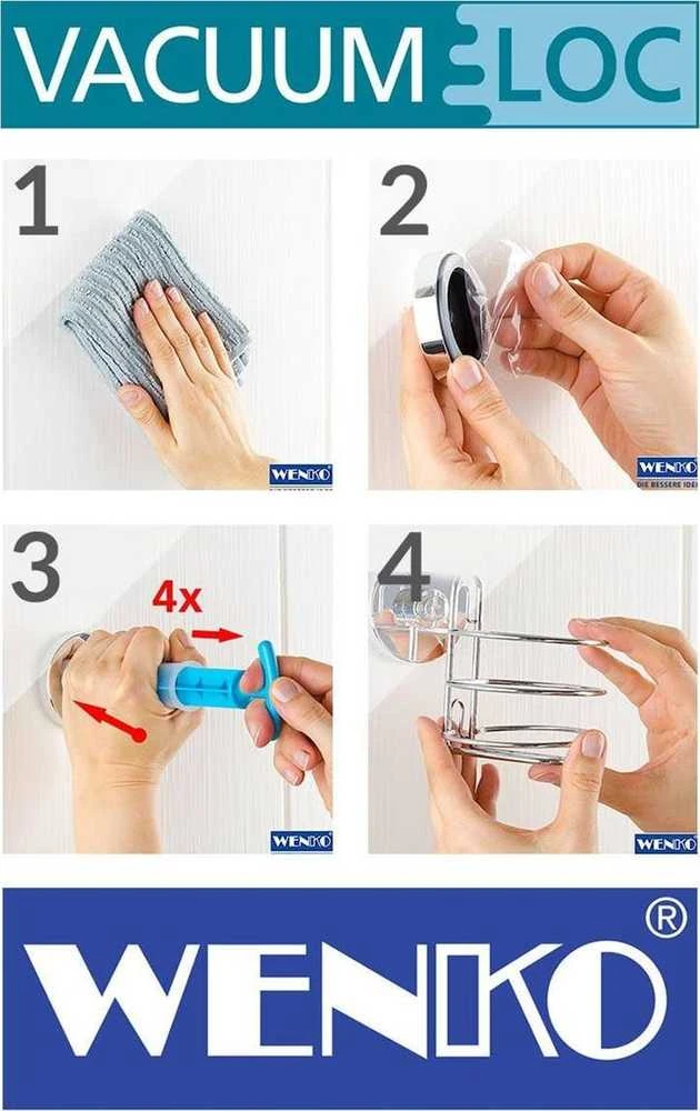 Wenko Vacuum-Loc tualetinio popieriaus laikiklis su dangteliu Quadro tvirtinimas be gręžimo