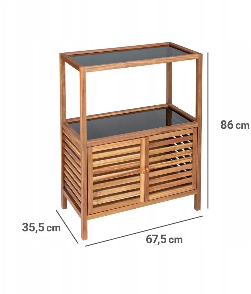 Wenko Vonios lentyna su spintele, pagaminta iš akacijos medienos FONDI, aukštis 86 cm