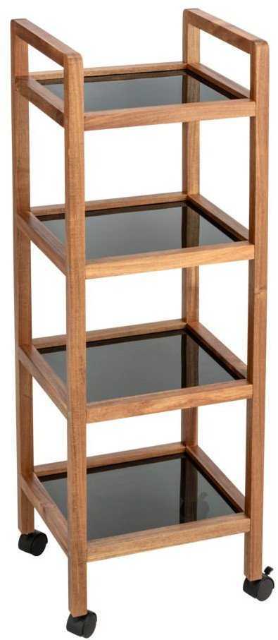 Wenko FONDI mobili akacijos medienos lentyna, 4 lygiai, aukštis 101,5 cm
