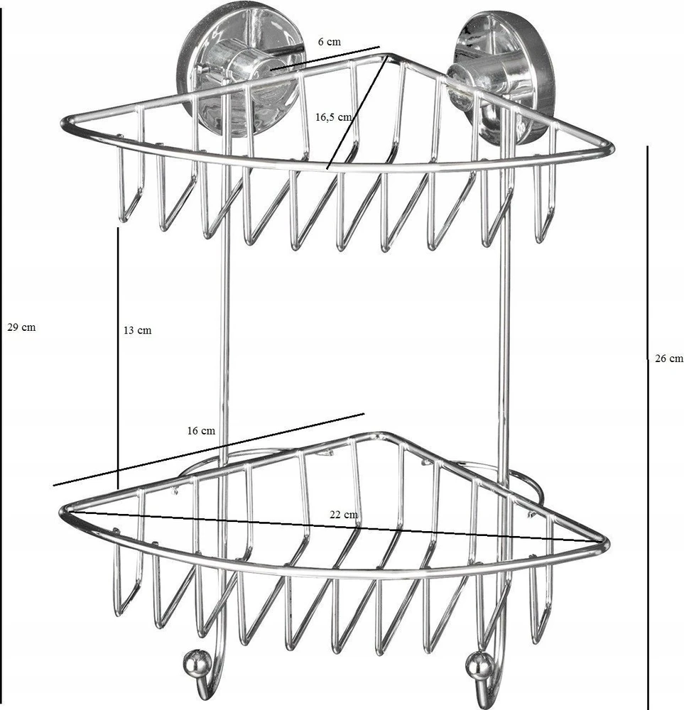 Kampinė lentyna vonios kambariui BARI, Vacuum-Loc, 2 lygiai - chromo plieno, WENKO