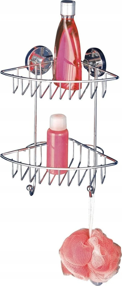 Kampinė lentyna vonios kambariui BARI, Vacuum-Loc, 2 lygiai - chromo plieno, WENKO