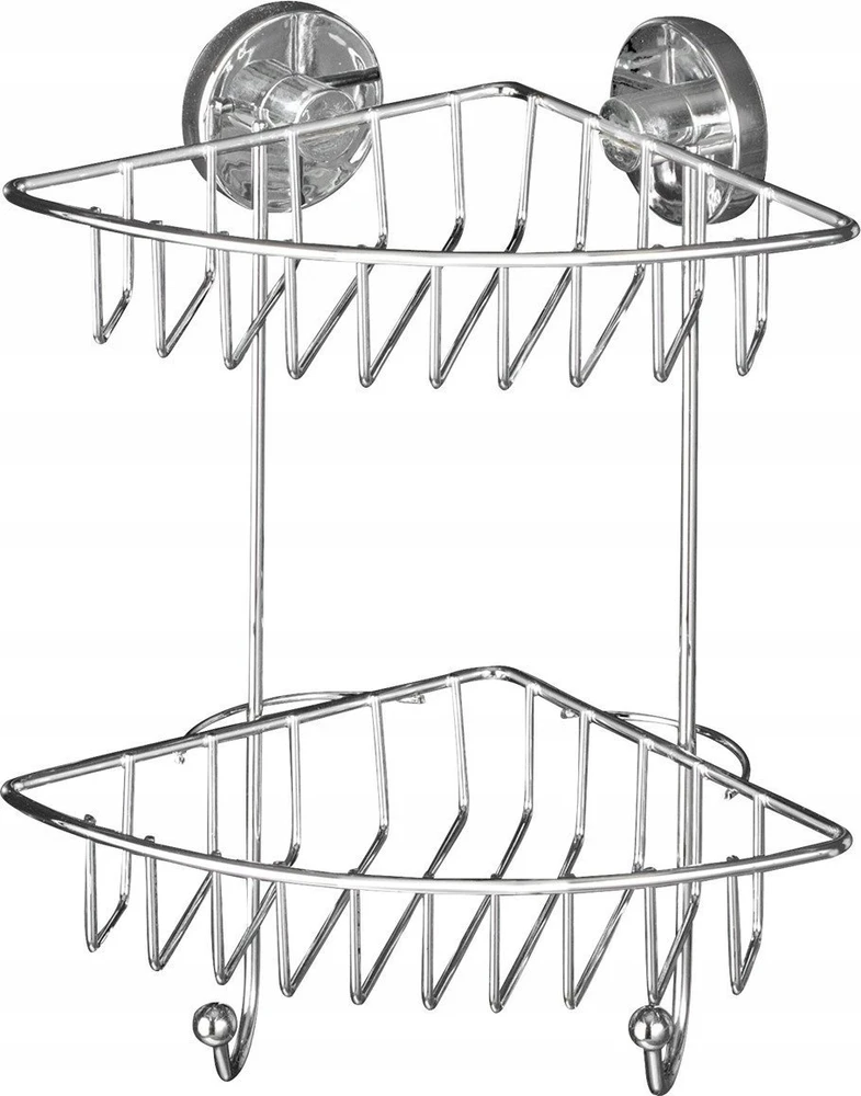 Kampinė lentyna vonios kambariui BARI, Vacuum-Loc, 2 lygiai - chromo plieno, WENKO