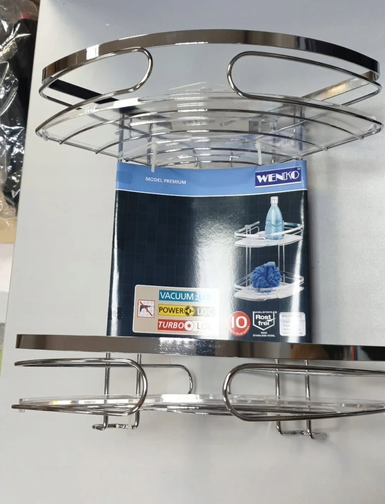 PREMIUM kampinė vonios lentyna, 2 lygių - nerūdijančio plieno, WENKO
