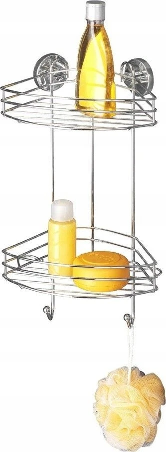 Kampinė vonios lentyna, Vacuum-Loc, 2 lygių - chromo plieno, WENKO
