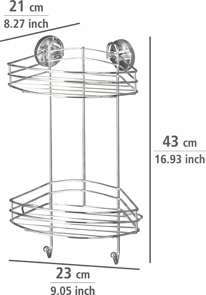 Kampinė vonios lentyna, Vacuum-Loc, 2 lygių - chromo plieno, WENKO