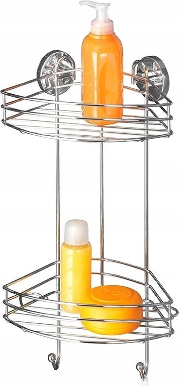 Kampinė vonios lentyna, Vacuum-Loc, 2 lygių - chromo plieno, WENKO