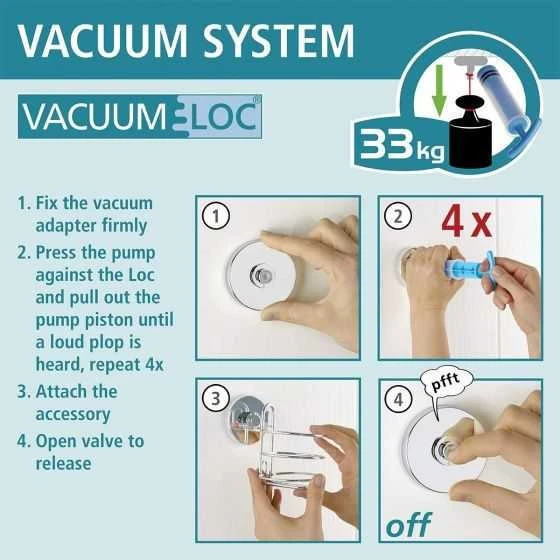 vonios Vacuum-Loc lentyna - chromuotas plienas, WENKO 20883100/5186